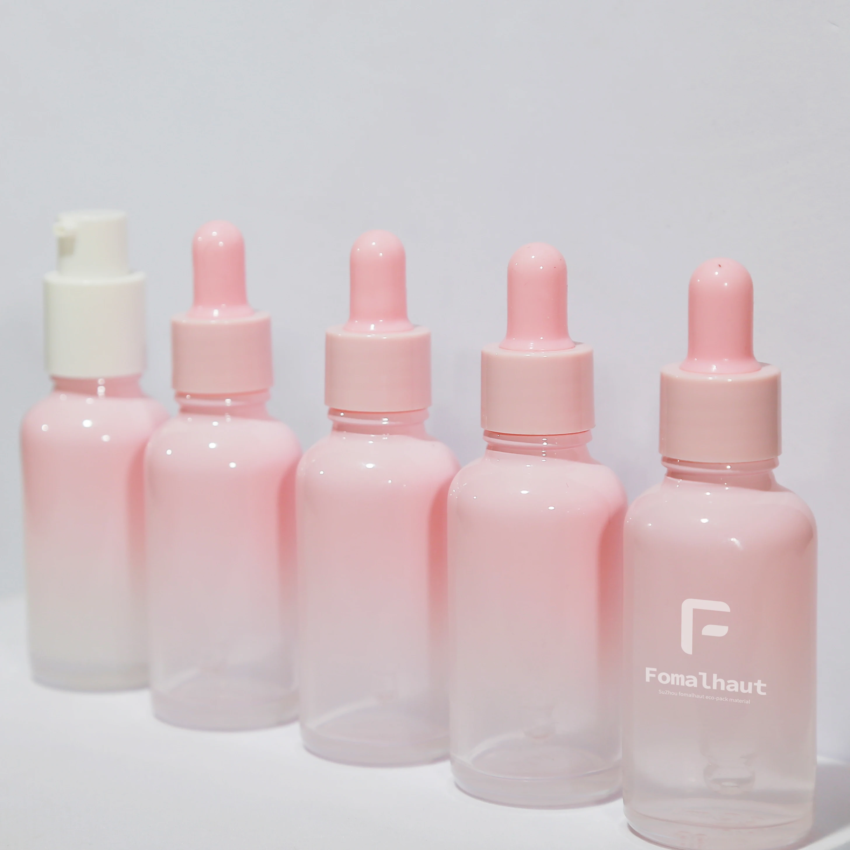 Fomalhaut  2023 latest product 15ml 30ml 50ml  gradient pink luxury cute glass dropper bottle for serum