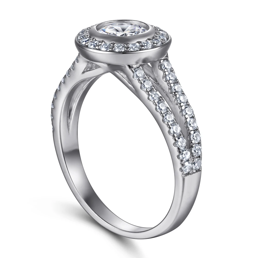 European and American Classic Fashion jewelry Sterling silver 925 ring six claw diamond set double hollow ring