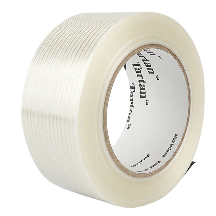 Clear mono filament strapping packing tape fiberglass rubber adhesive filament tape