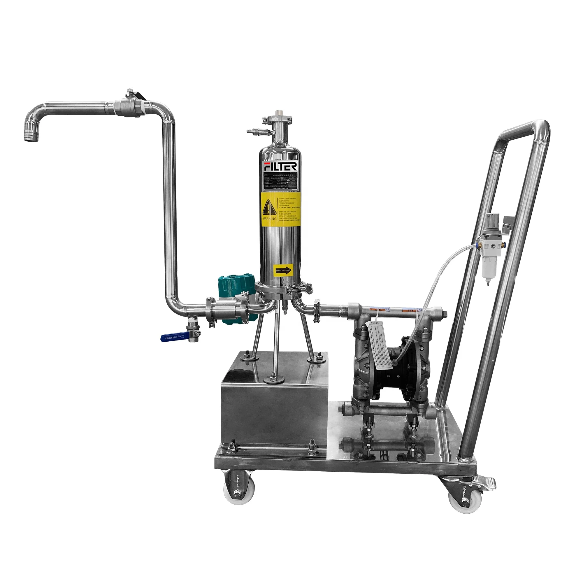 Good Quality Code 7 Stainless Steel 304/316 Liquid Movable Filter Housing Set Purification Treatment