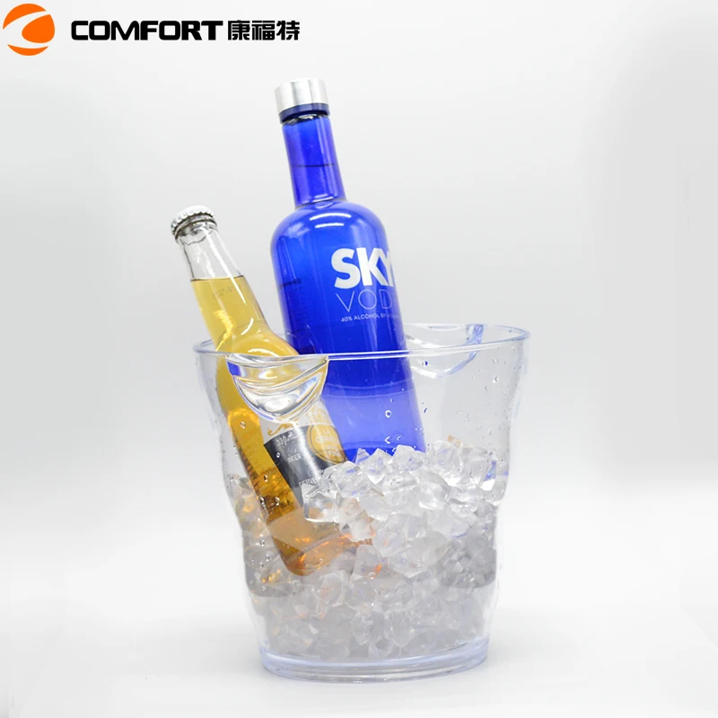Cheap round 4.5L ps plastic sparkling gin champagne beer LED  ice bucket for events