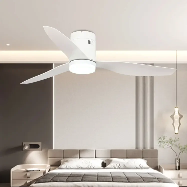 Wholesale flush mounted 3 ABS blades 52 Inch modern loft style remote control ceiling fan with led light for  living room