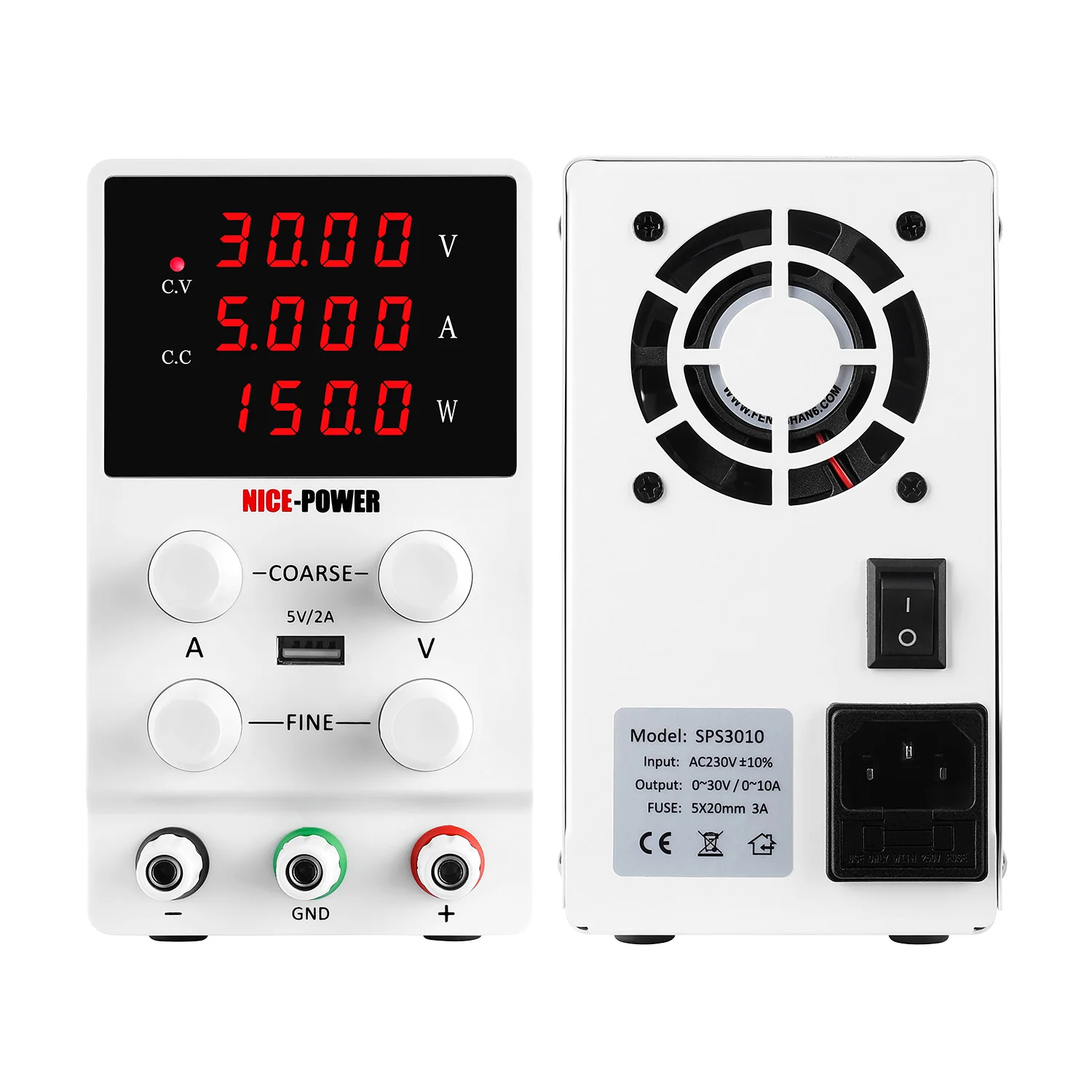 Настольные регулируемые блоки питания постоянного и переменного тока NICE-POWER SPS305W 150 Вт с цифровым дисплеем переменным USB-интерфейсом для мобильных устройств регулировкой 30 в 5 А