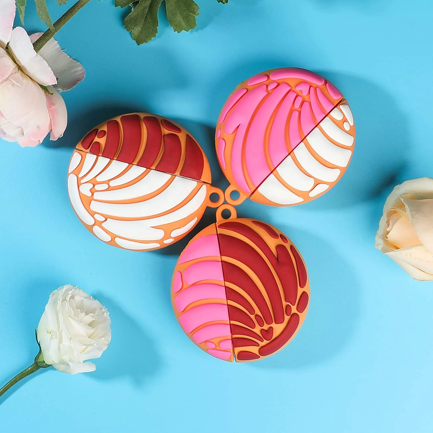 Mexi Concha for Airpods 3/Pro Case Pan Dulce for Airpod Mexican Concha Bread Silicone Cute 3D Food Bread Candy Drink for Airpod