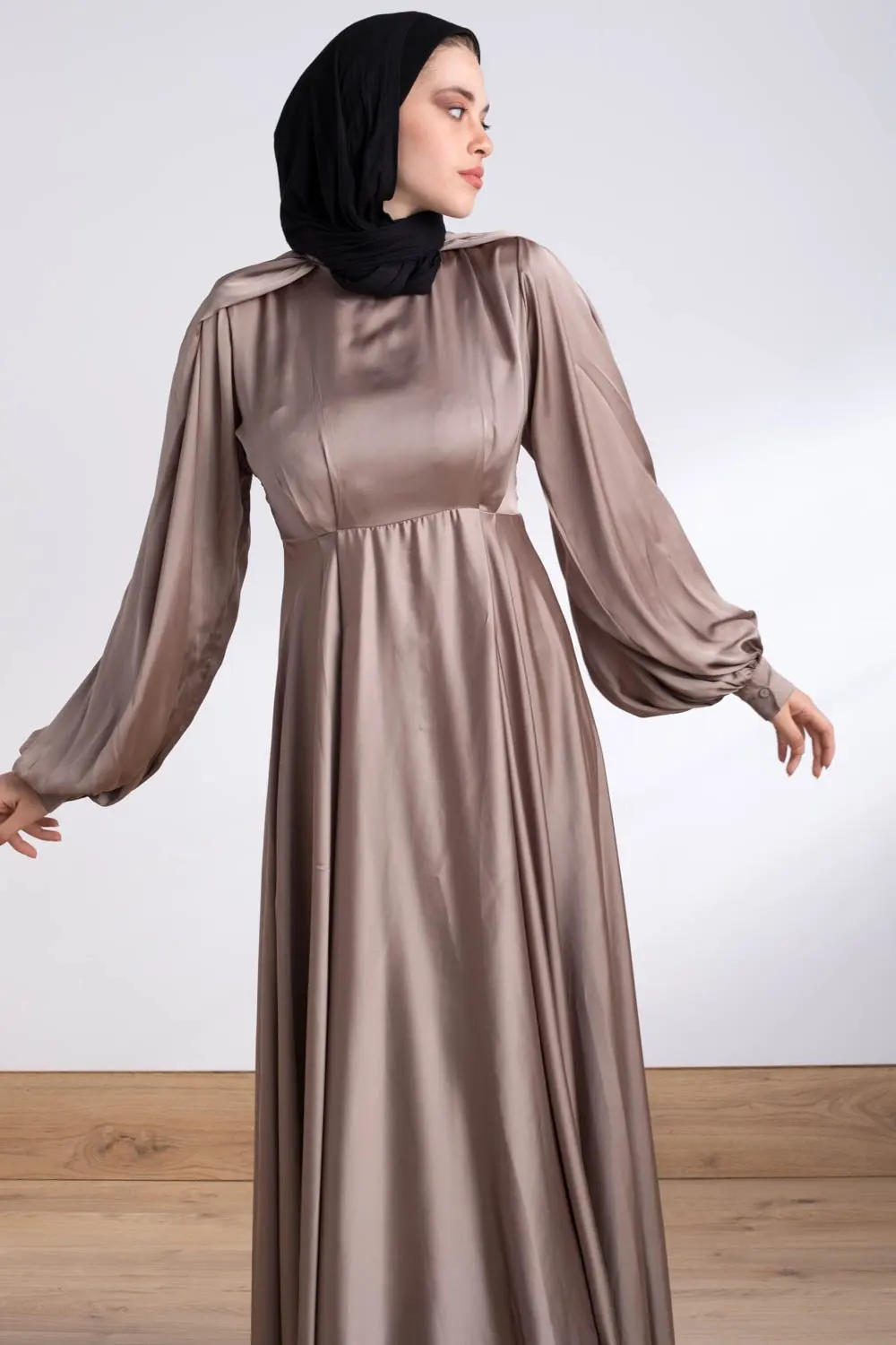 custom high fashionable muslim women satin kaftan maxi dress