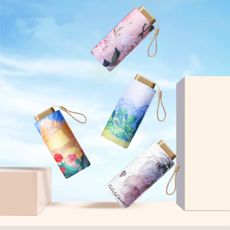 YB Cute Super  Mini Capsule Umbrella Light Weight Girls Portable Pocket 6 Folding 6K Umbrella Travel Sunscreen Umbrellas