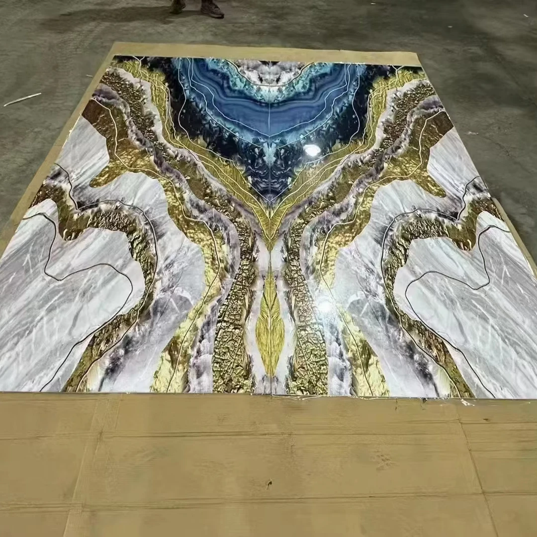 Customized Factory Top Sale PVC Marble Board Production golden wall panel pvc wall panel uv sheet