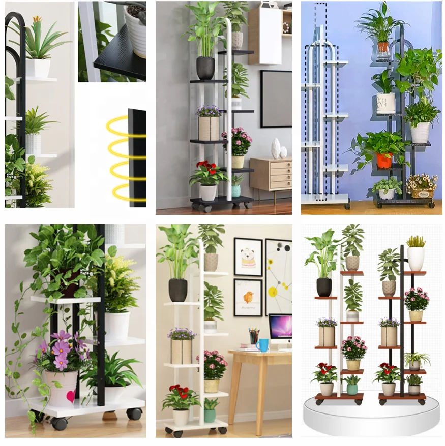 YQ JENMW Flower wall stand living room floor movable wedding flowers stand multi-layer iron flower stand