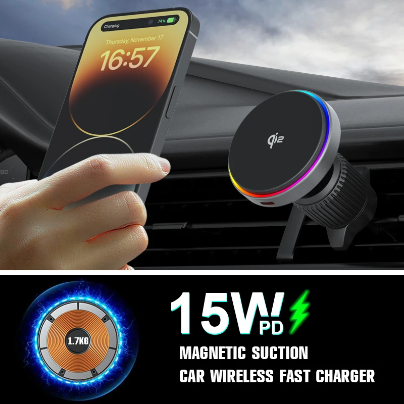 Newest Products 2024 Qi2 Wireless Car Charger 15w Magnetic Car Mount for iPhone 12 13 14 15 16