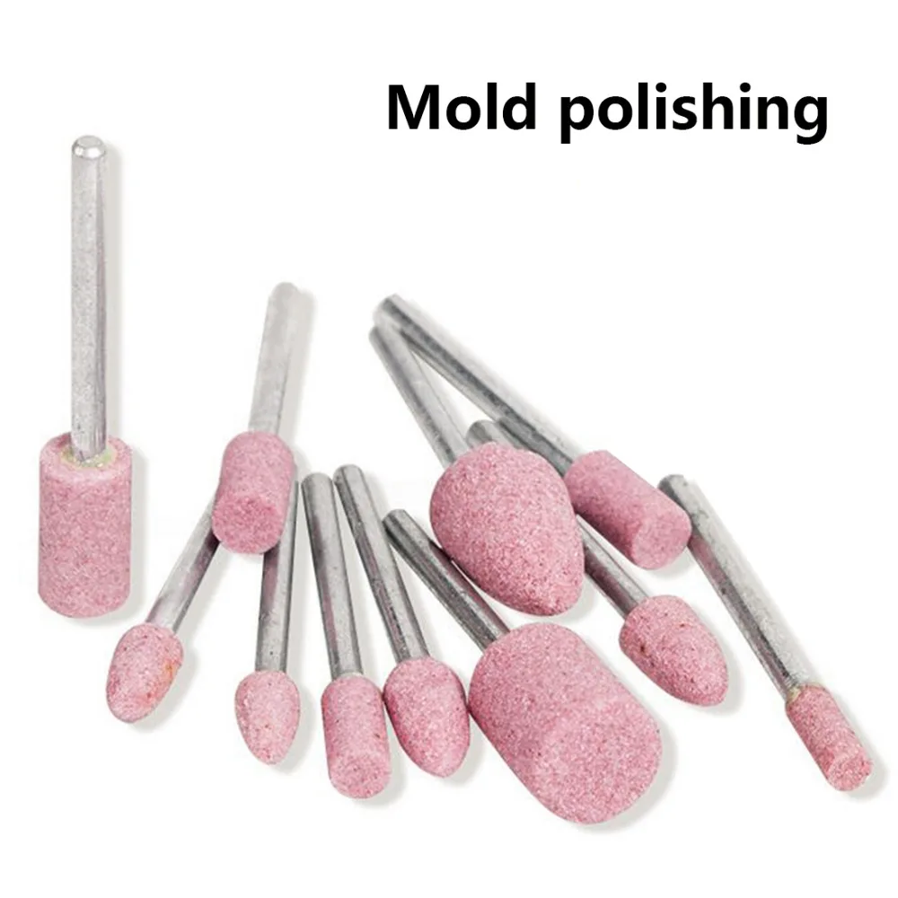 1/8 Shank 10pcs Abrasive Mounted Stone Set Grinding Burr Wheel For Dremel 4000 3000 Dremel Rotary Tools 4mm/5mm/6mm/8mm/10mm
