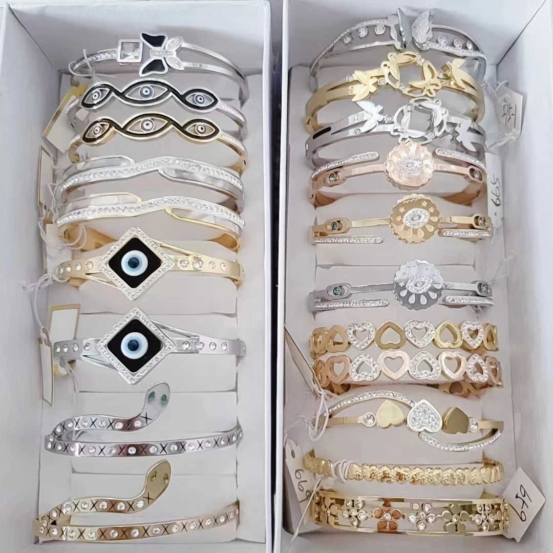 Hot Selling Fashion Wholesale Stainless Steel Waterproof Waterproof Life Tree Charm Bangle Crystal Wrist Lady Bracelets Bangles