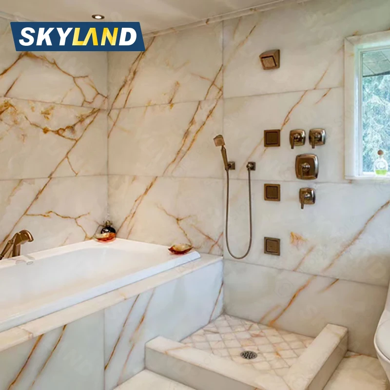 Белая искусственная панель из оникса Skyland мраморные столешницы каменные плиты на квадратный фут
