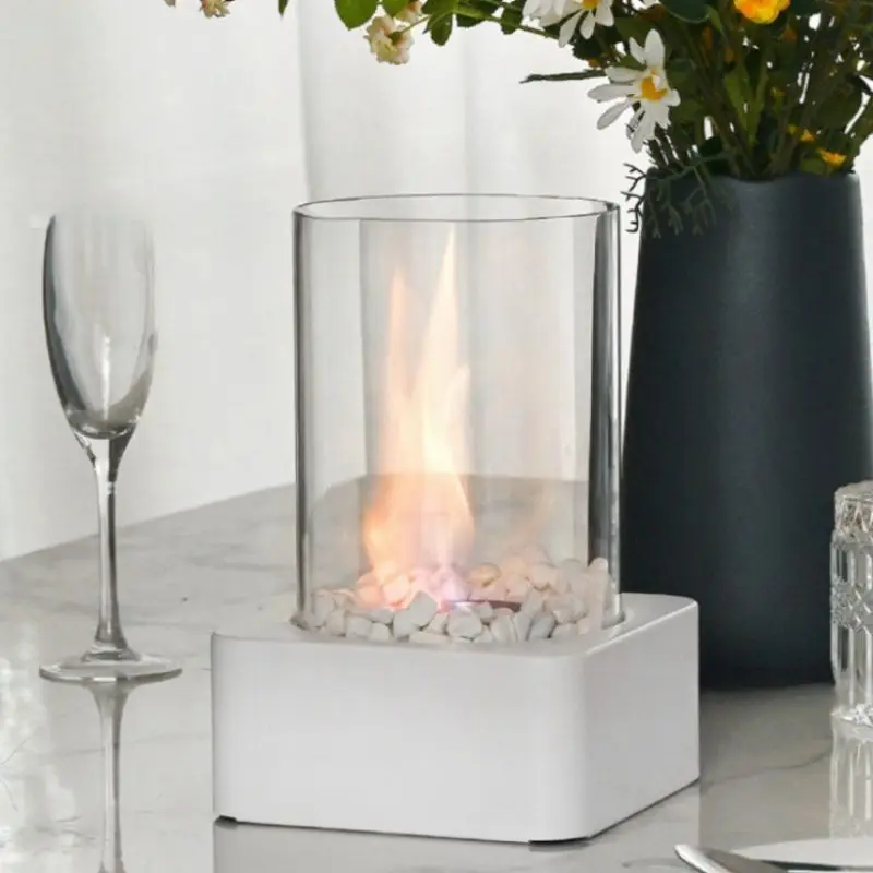 Indoor Outdoor Tabletop Fire Pit DECOR Fire Bowl Tabletop Ethanol Fireplace Garden Bio Ethanol Glass Fireplace