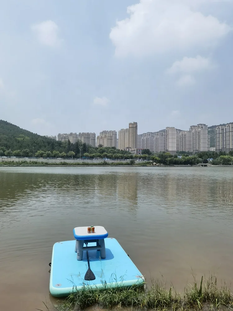 Double Layer Inflatable Floating Platform Boat Leisure Inflatable Floating Fishing Island Water air Mattress