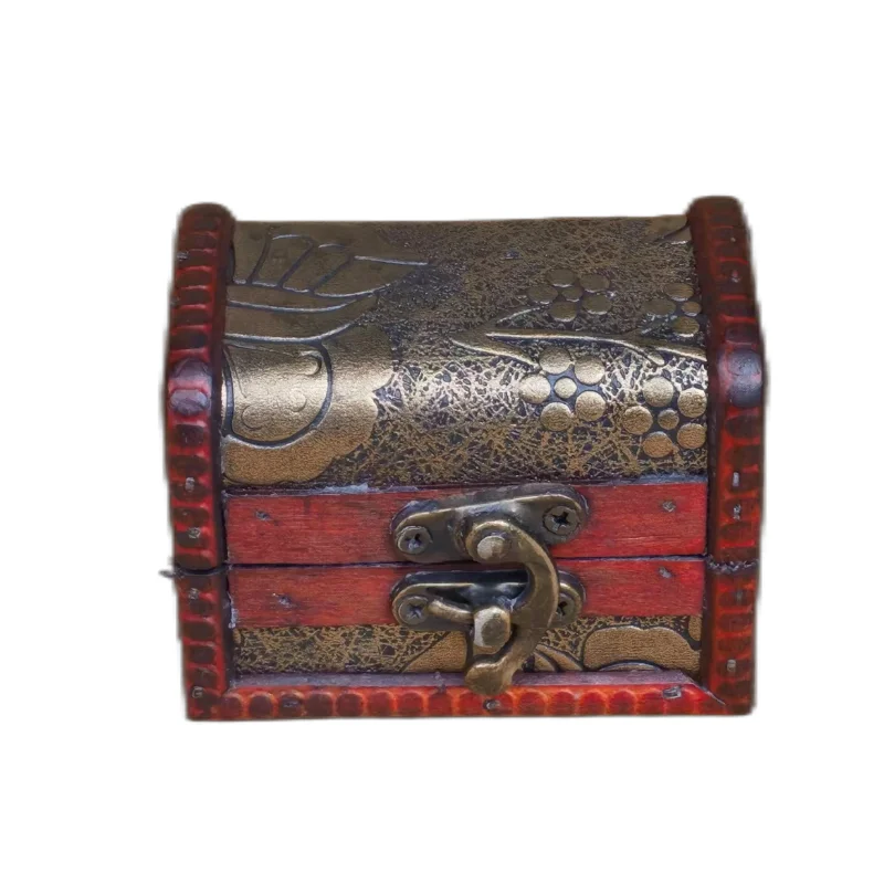 Wholesale Antique Jewelry Box Promotional Handmade Treasure Chest Small Wooden Box Wooden Jewellery Case