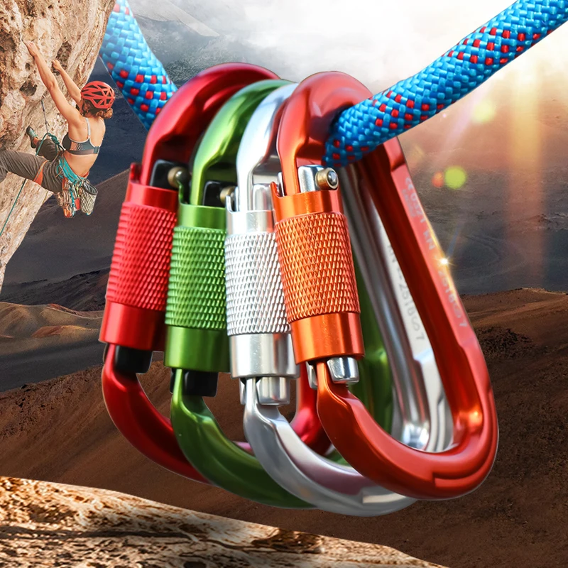 JRSGS 25kN Light Weight Aluminum Outdoor Carabiners With Auto Lock Gate Snap Hook Carabiner for Climbing S7103TN