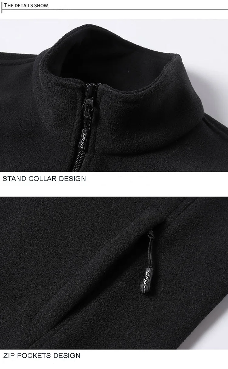 Autumn Blank Custom Logo Fleece Plain Oversized Sleeveless Warm Polyester Casual Black Vest For Men