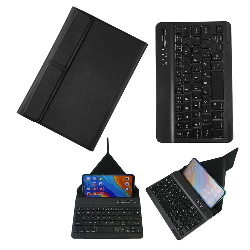 
Heshinai Portable flip PU leather wireless bluetooth keyboard case three-system universal tablet and smartphone keyboard case 