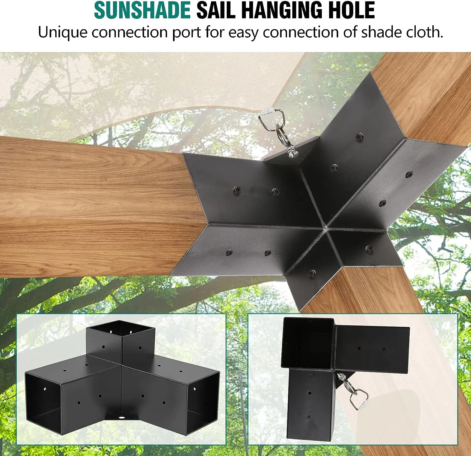 Log Cabin Outdoor Pergola Hardware Pergola Kit Brackets 3-Way Right Angle Corner DIY Post Base Wooden Beams For Gazebos