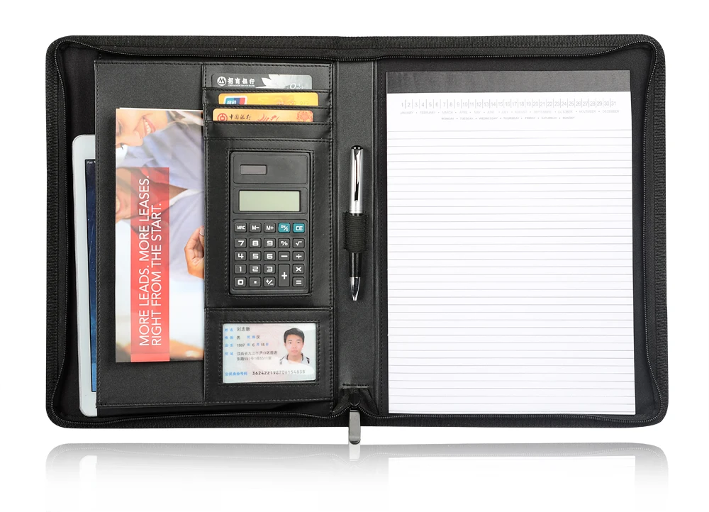 
Business Office Conference Document Organizer A4 Calculator Portfolio With Handle 
