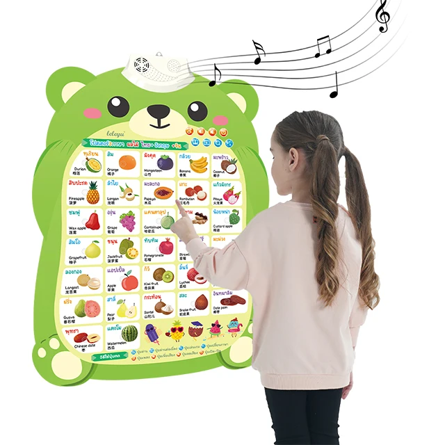 Factory Direct Cute Shape Talking Wall Chart Thai Language Learning Poster Musical Toys