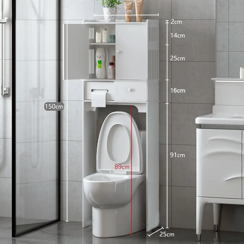 Over The Toilet Storage - 2/3-Tier Bathroom Storage Rack - Bathroom Space Saver - Freestanding Above Toilet Rack with Hooks