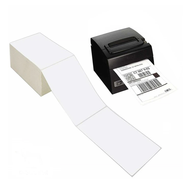 Hot Sale  A6 size  100x150mm Adhesive Thermal Paper stack Airwaybill 4 X 6 inch Fanfold Shipping Label
