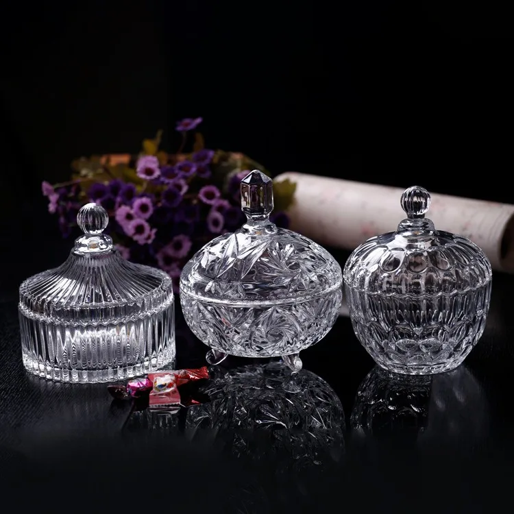 High Quality Suitable Family Kitchen Crystal Glass Candy Jar Creative Glass Storage Can Jewelry Storage Box