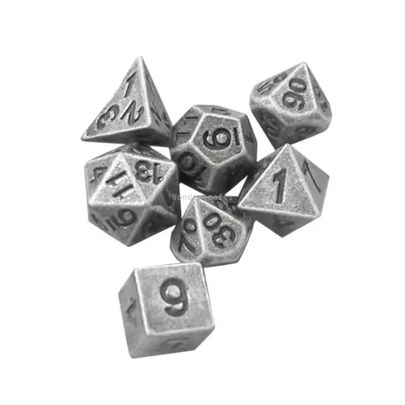 WD Portable Mini Polyhedral Dices Small Size Metal Multi-Sided Role Playing Game Metal Dices for Tabletop Player Easy Use