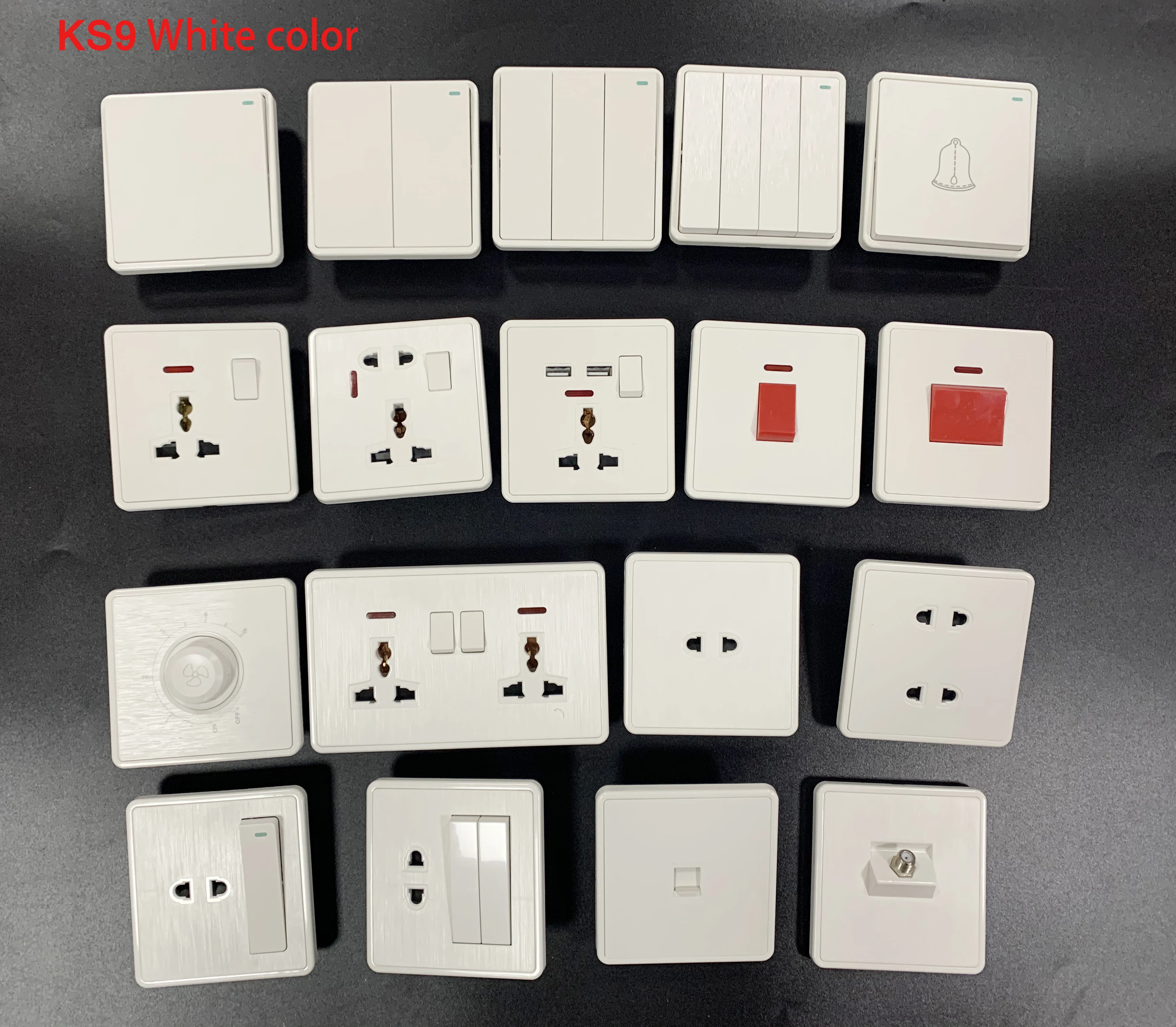 Yemen Iraq Pakistan hot color gold sliver PC electrical 16A gang way light switch 13A wall mounted socket