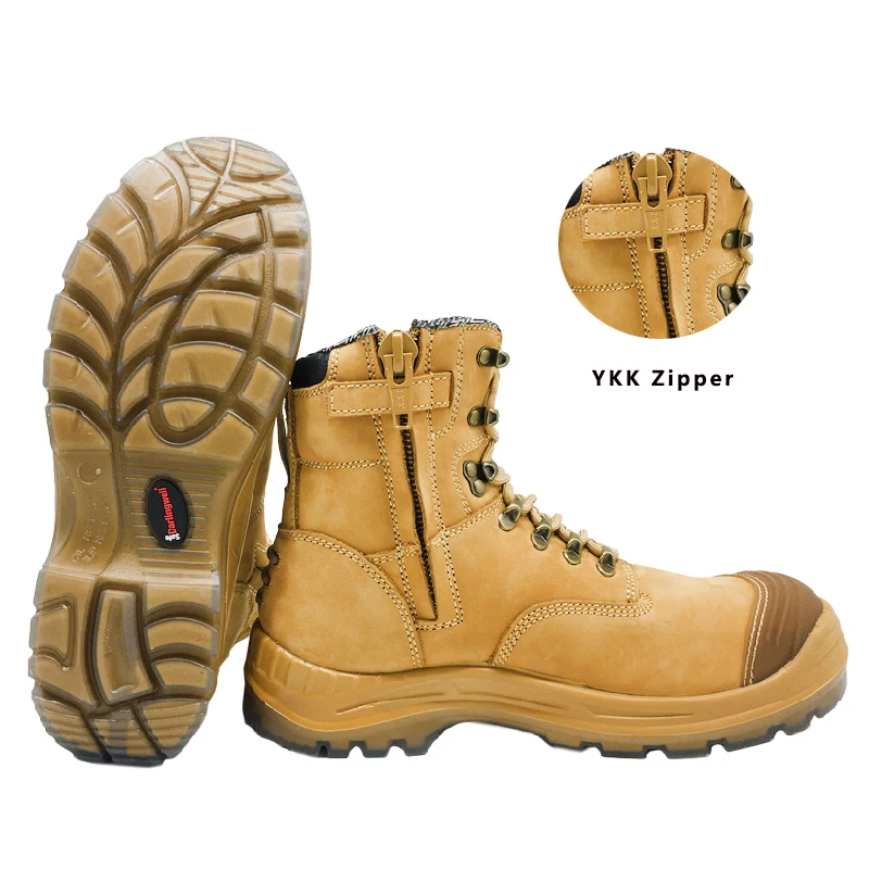 
Work Boots for Men, 8 inch, YKK Zipper, Steel Toe, Slip Resistant Safety Oiled Leather Shoes, Static Dissipative, Breathable 