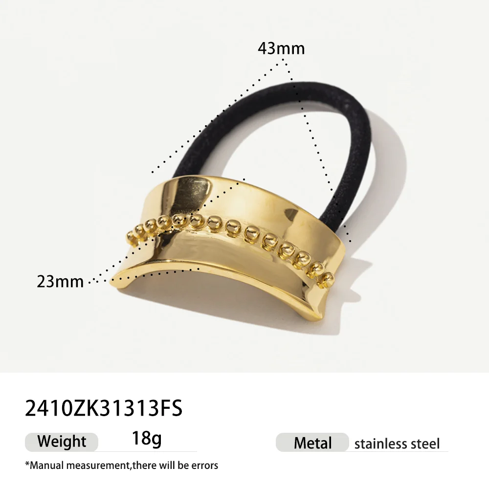 18K Stainless Steel Hair Ties Spiral Dome Waterproof Rectangle Square Framed Together Arch Hair Accessories Pony Cuff For Women