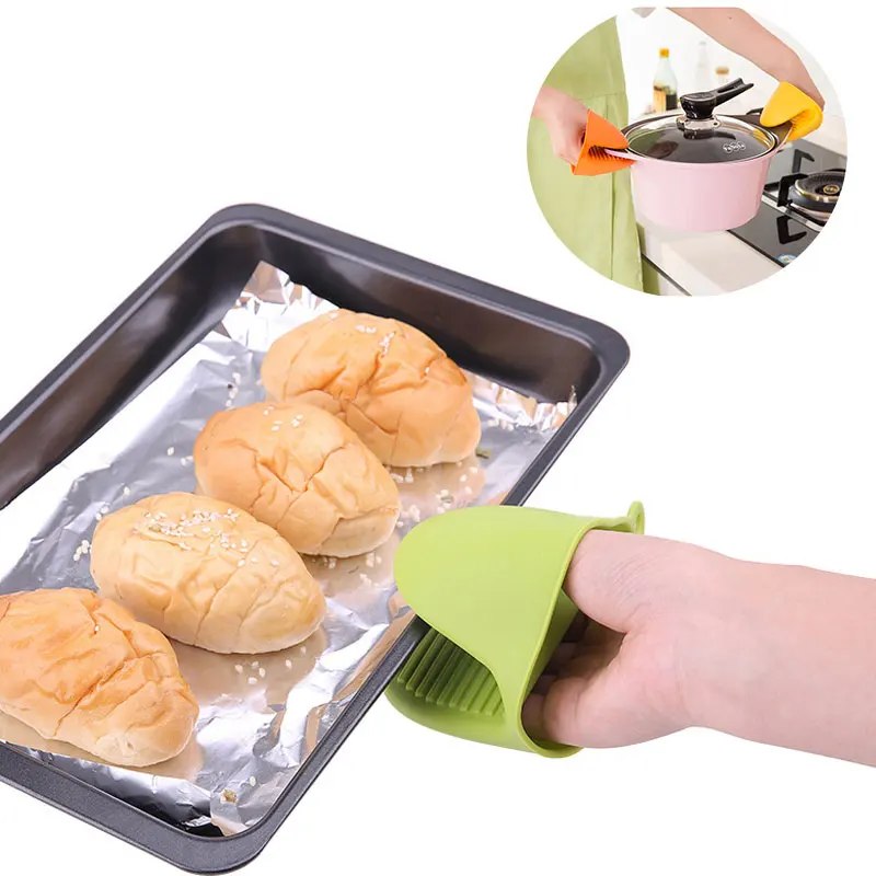 Бесплатный образец, защита от горячего барбекю, мини-прихватка для духовки, перчатка для духовки с пальцами, силиконовая противоожоговая ручная прихватка