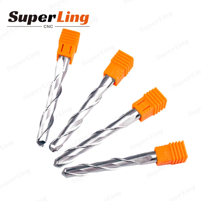 Super Ling Custom Solid Carbide CNC Wood Carving Bits 2 Flute Spiral 6mm CNC Router Bit 1/4 Ball Nose End Mill For Acrylic Wood