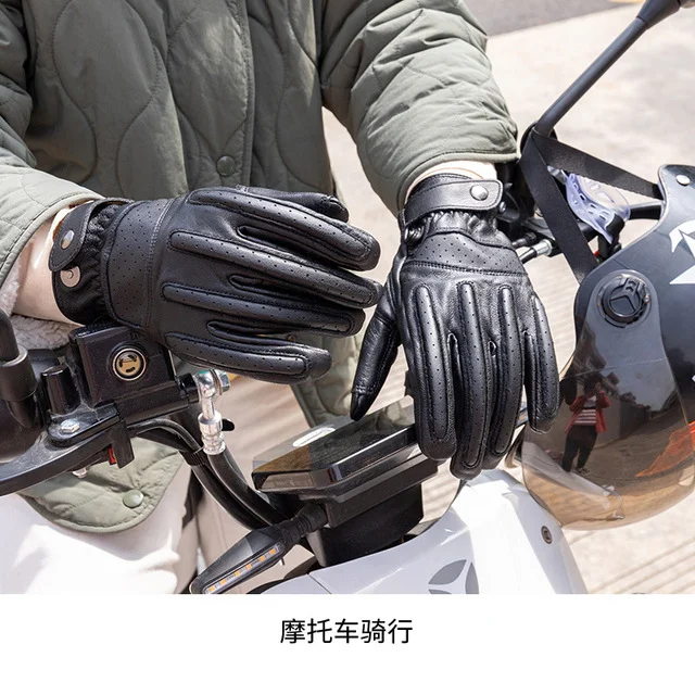 Sheepskin Motorcycle Non-slip Shock-absorbing Breathable Touch Screen Gloves Riding Outdoor Sports