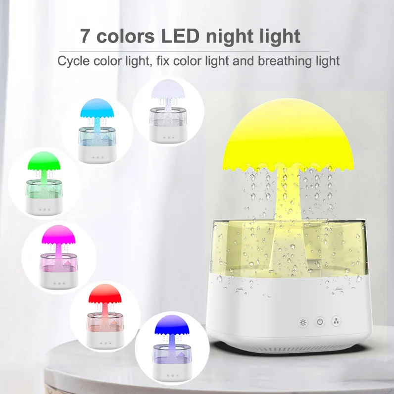 360 Aroma diffuser Rain Drop Humidifier Water Drip 450ml and Spray Mist at The Same Time humidifier for Home Large Room Bedroom