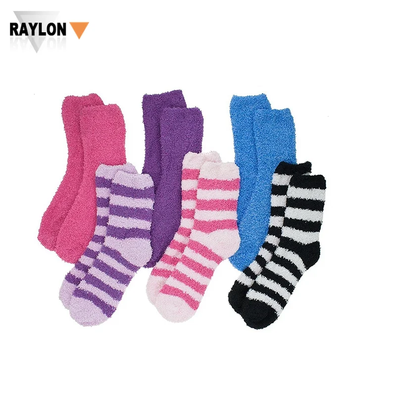 RL-A739 custom bulk microfiber cozy bed sox plush comfy fuzzy furry socks aloe infused cosy socks for women unisex