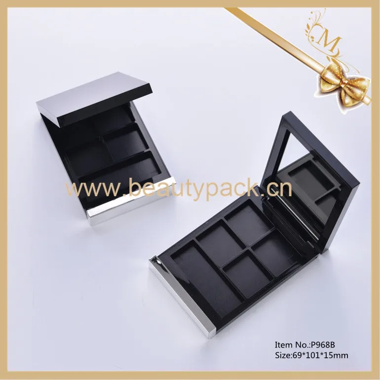 
Best Price Custom 4 Color Black Empty Magnet Eyeshadow Case with Brush Luxury 