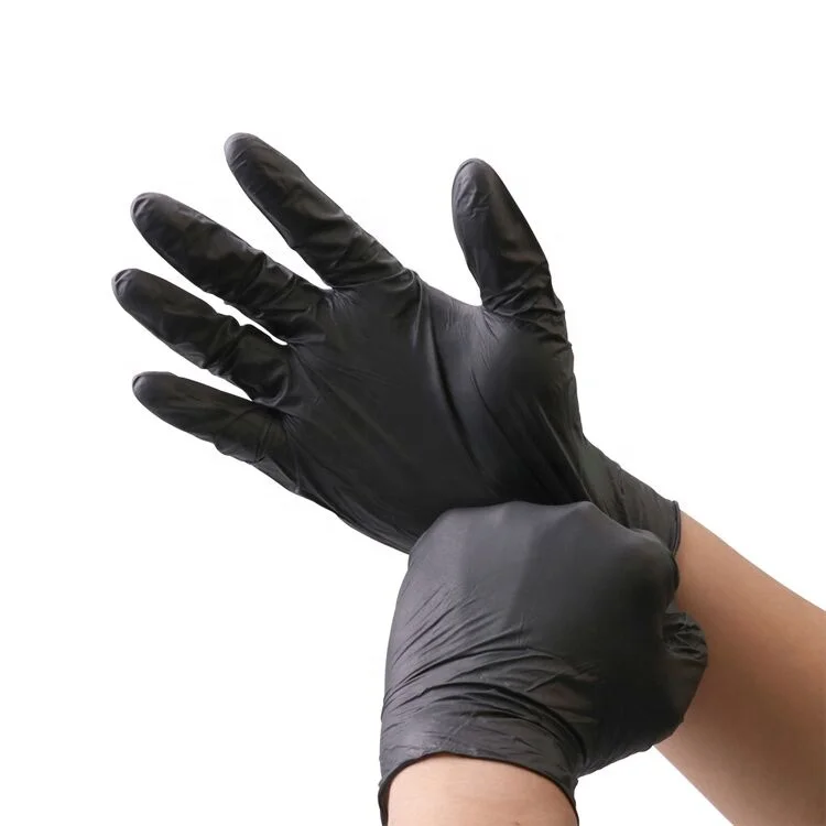 Wholesale Black Powder Free Nitrile Gloves With High Quality household Disposable Nitrile Gloves