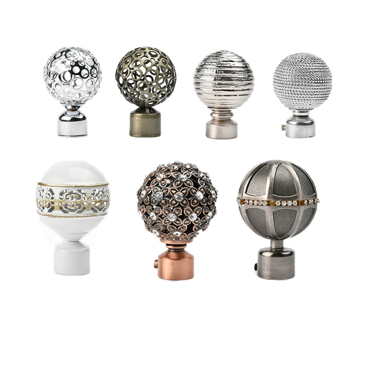 Aluminium window curtain rods head adjustable set decorative pipe extendable double hotel curtain rod bracket Metal curtain rod end