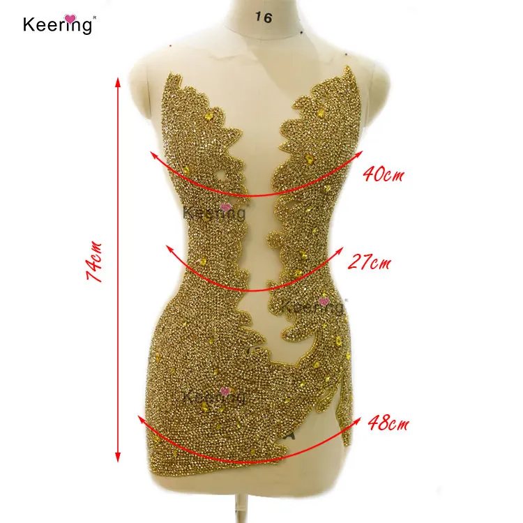 Manufacturer sexy diamond crystal rhinestone applique sew on dance  evening gowns for prom dress WDP-425
