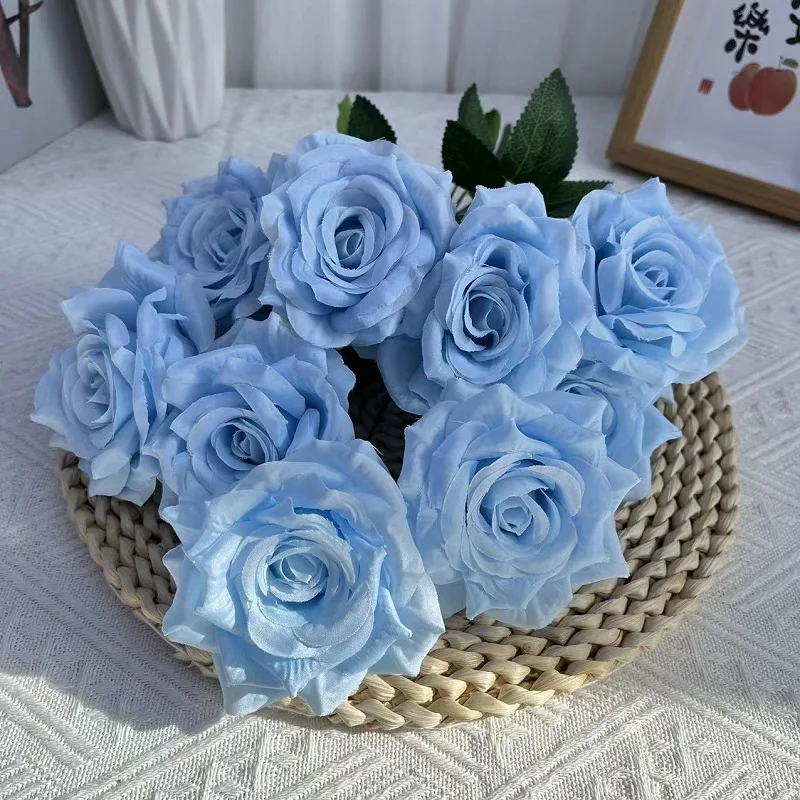 Factory Direct Sell Colourful Artificial Flowers Wedding Rose With 9 Heads Flower Bouquet