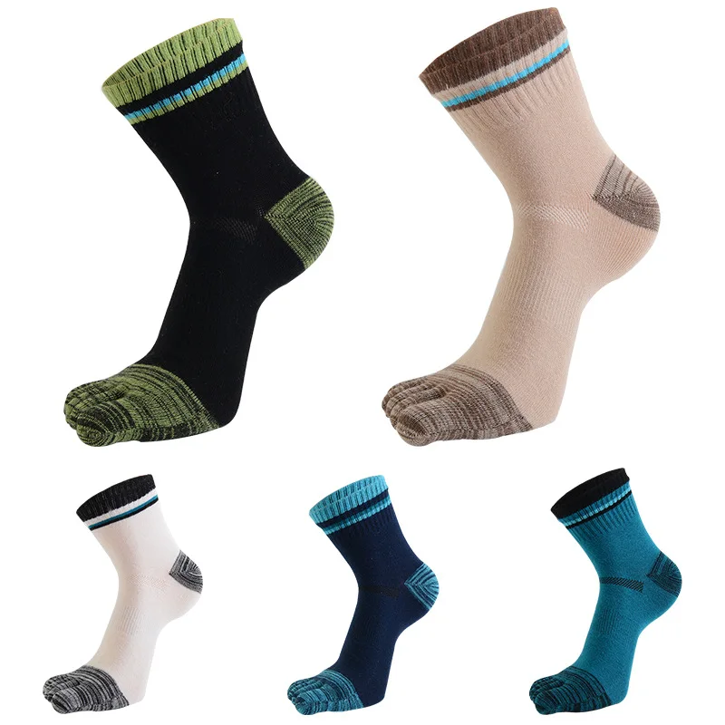 High Quality Cotton Five Toe Sport Compression Crew Socks Breathable Sweat Absorbent Socks