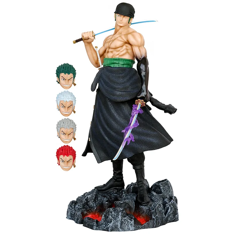 50cm PVC One Pieces 5 heads Roronoa Zoro Anime Figure For Collection Decoration Model Toys