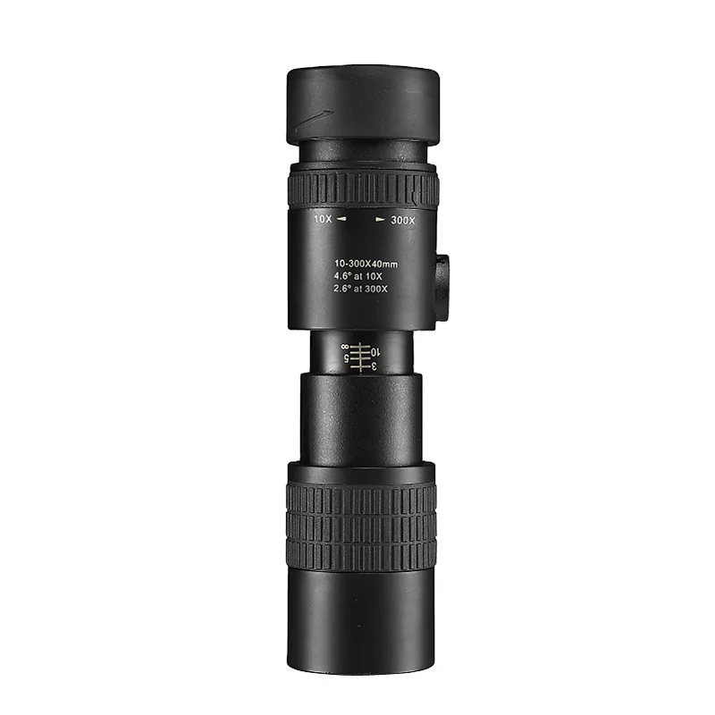 10-300x40 Monocular Telescope High Power Bak4 Full-Multi-Coated Zoom Monocular Telescope with Phone Holder