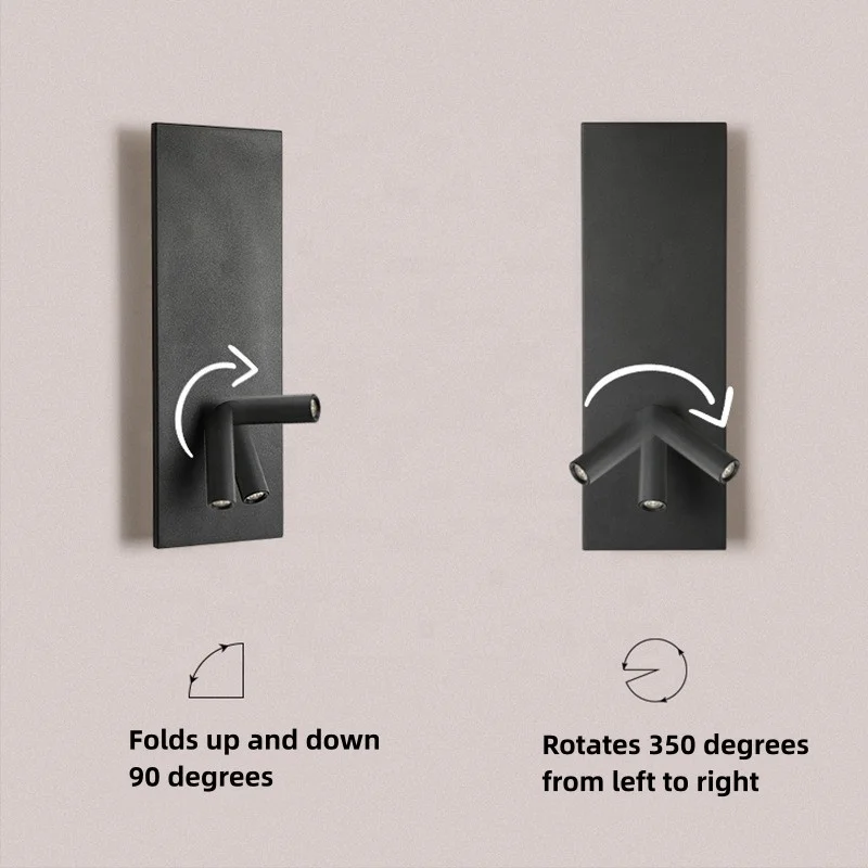 New Design Led Bedside Reading Wall Lamps Home Decor Light Indoor Modern Gold Luxury Hotel Wall Lamp With USB Charging