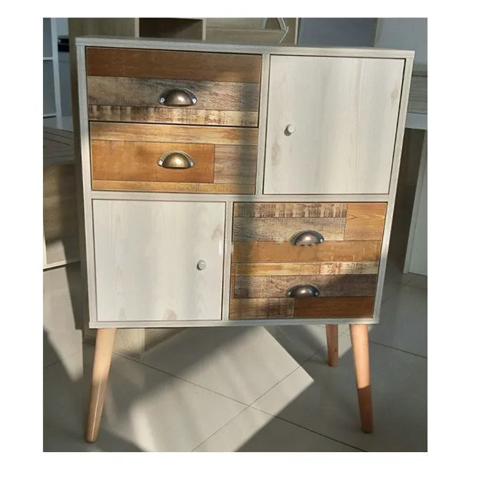 classic Vintage Wood 6 Drawers With Solid Lges