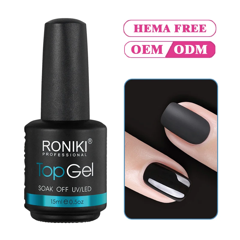 RONIKI Смола без запаха частная этикетка oem/odm оптом прозрачный акриловый протирания кристаллический стальной УФ-гель верхнее покрытие лак для ногтей