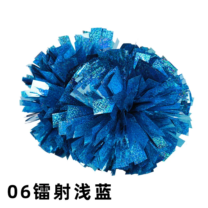 Icheerobics 4 Inch Turquoise And Purple Cheer Leader Pom Pom With Plastic Handle