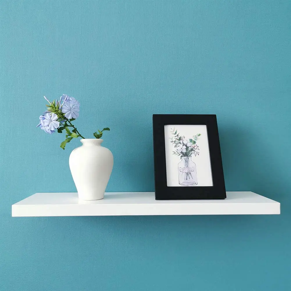 Floating Shelves White Wall Mounted,Wood Wall Shelves for Wall Display Set of 3 Floating Shelves with Brackets,White